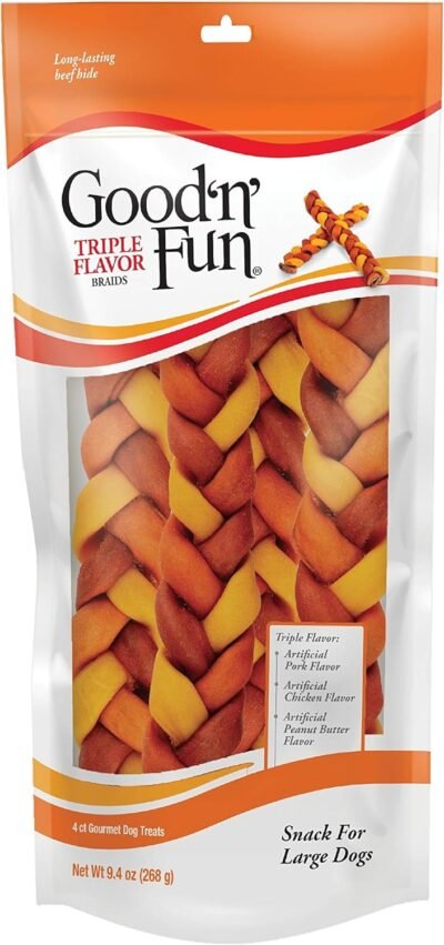 Good N Fun Triple Flavor Braids Long Lasting Dog Chews
