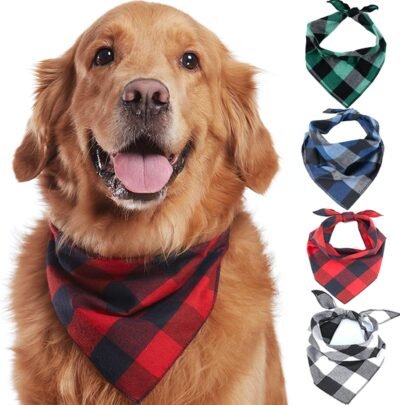 Odi Style Buffalo Plaid Dog Bandana 4 Pack - Cotton Bandanas