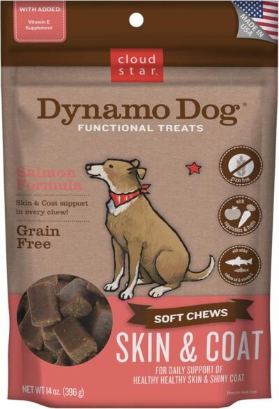 Cloud Star Dynamo Dog Skin & Coat Functional Soft Chews Salmon with