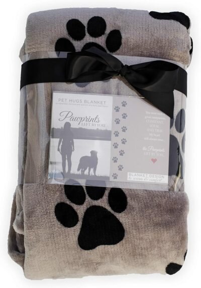 Pawprints Left by You Pet Memorial Blanket with Heartfelt Sentiment -