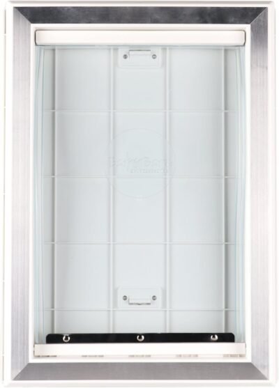 BarksBar Original Plastic Dog Door with Aluminum Lining - White Soft