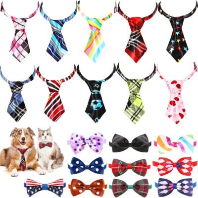 Frienda 20 Pieces Dog Ties Assorted Small Pet Bow Ties Festival
