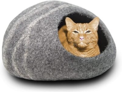MEOWFIA Premium Cat Bed Cave Large - Eco Friendly 100 Merino Wool