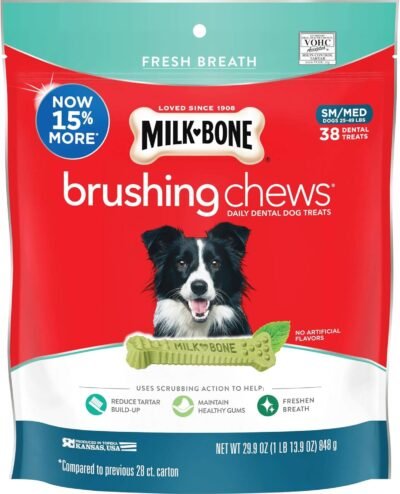 Milk-Bone Fresh Breath Brushing Chews Daily Dental Dog Treats Reduce