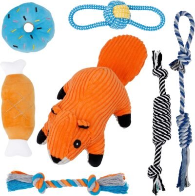 Toozey Small Dog Toys 7 Pack Puppy Toys for Teething Cute Squirrel