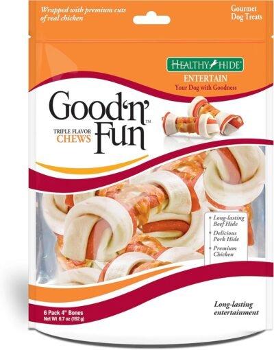 Good Fun Triple Flavor Chews Rawhide Treats for Dogs