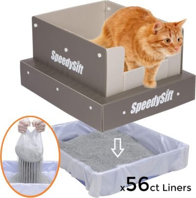 SpeedySift Cat Litter Box with Disposable Sifting Liners Cats'