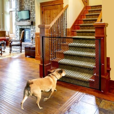 Magic Gate for Dogs Stretchy Pet Barrier Mesh Folding Baby Safety