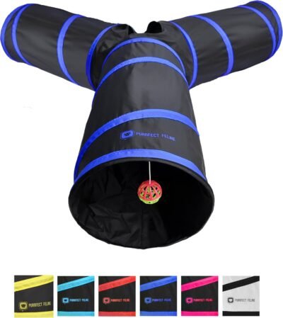 Purrfect Feline Tunnel of Fun Collapsible 3-Way Cat Tunnel Toy with