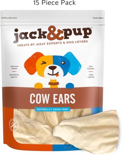 Jack&Pup Prime Tender & Hearty Thick Cow Ears Odor Free Dog Treats