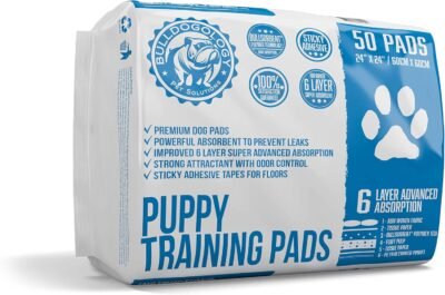 Bulldogology Premium Puppy Pee Pads with Adhesive Sticky Tape 24x24