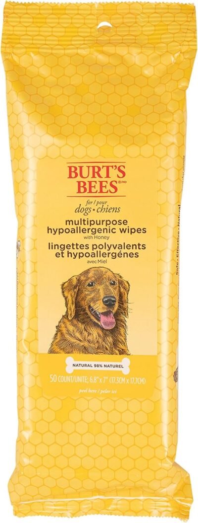 Burt's Bees For Dogs Multipurpose Hypoallergenic Grooming Wipes Honey
