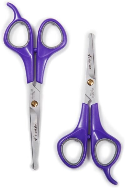 Hertzko Pet Grooming Scissors Set with Safety Round Tip Includes