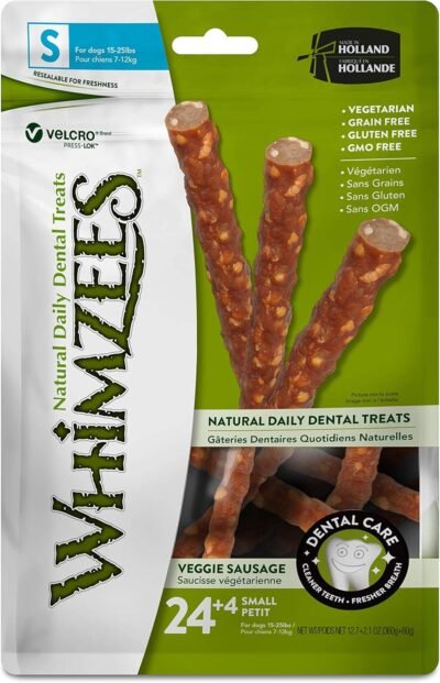 Whimzees Natural Grain Free Dental Dog Treats Veggie Sausage