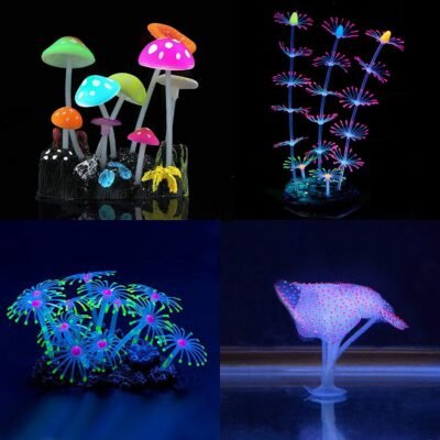 Yuxier Aquarium Decorations Glowing Mushroom Glowing Coral Ornaments