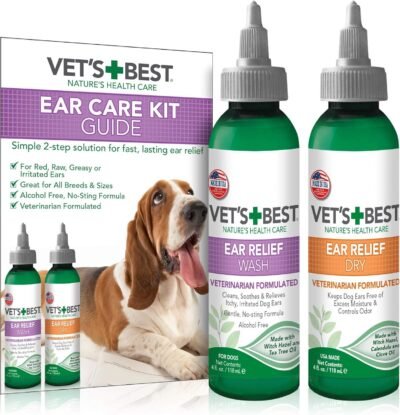 Vet's Best Dog Ear Cleaner Kit Multi-Symptom Ear Relief Wash & Dry