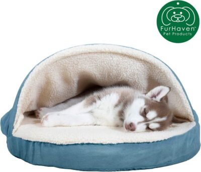 Furhaven Pet Dog Bed Therapeutic Round Cuddle Nest Snuggery Burrow