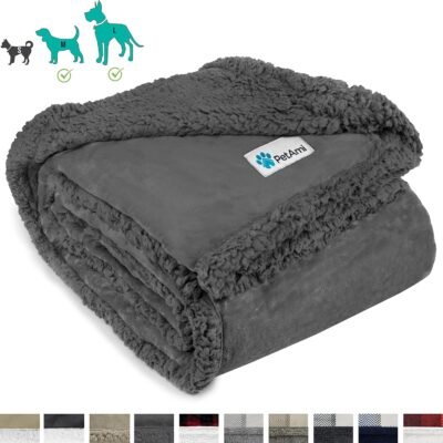 PetAmi Dog Blanket Sherpa Dog Blanket Plush Reversible Warm Pet