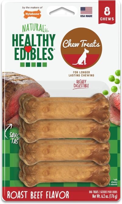 Nylabone Healthy Edibles Natural Long Lasting Dog Chew Treats Roast