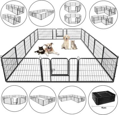 ZENY 31'' W x 24'' H Foldable Metal Exercise Pen & Pet Playpen Puppy