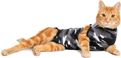 Suitical Recovery Suit for Cats - Black Camouflage
