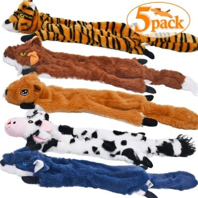 SHARLOVY Dog Squeaky Toys 5 Pack Pet Toys Crinkle Dog Toy No Stuffing