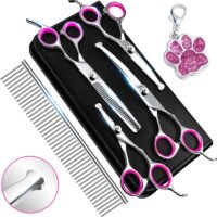 6CR Stainless Steel Dog Grooming Scissors Kit with Safety Round Tip