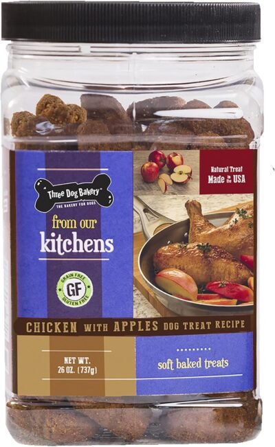 Three Dog Bakery Grain Free Soft Baked Meaty Wafers For Dogs 26 Oz