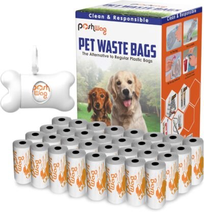 PoshWag Dog Poop Bags 360 Count with Free Dispenser and Leash Clip -