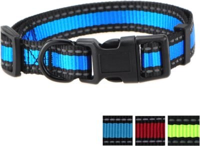Mile High Life Dog Collar Reflective 3M Stripe with Nylon Band Red