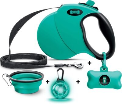 Ruff 'n Ruffus Retractable Dog Leash with Free Waste Bag Dispenser