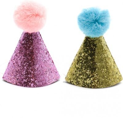 HUELE 2 pcs Dog Birthday Hat for Pets Party Cat kitten Headband hats