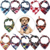 12 Pieces Dog Bandanas - Triangle Dog Scarf Washable Reversible