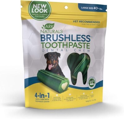 Ark Naturals Brushless Toothpaste Dog Dental Chews for Large Breeds