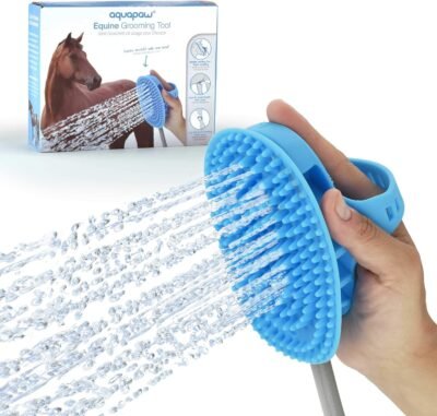 Aquapaw New Equine Grooming Tool - Bath Curry Sprayer and Scrubber in