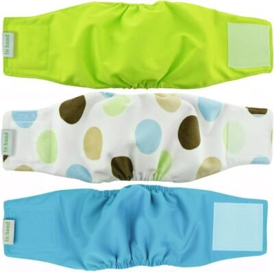 IN HAND Washable Male Dog DiapersPack of 3 Premium Reusable Belly