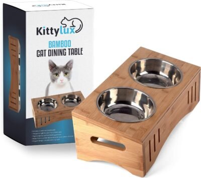 Kittylux Cat Food Bowls Cat Bowls with Stand Elevated Dog Bowls