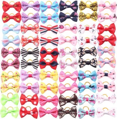 YAKA 60PCS 30 Paris Cute Puppy Dog Small Bowknot Hair Bows with