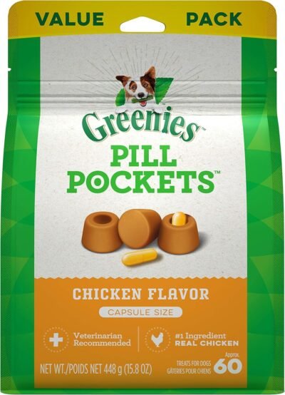 GREENIES Pill Pockets Natural Dog Treats Capsule Size Chicken Flavor