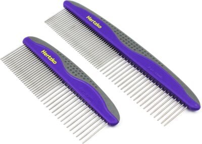 Hertzko 2 Pack Pet Combs Small & Large Comb Included for Both Small &