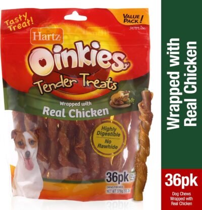 Hartz Oinkies Rawhide Free Pig Skin Dog Treat Chews