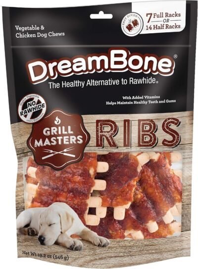 DreamBone Grill Masters Ribs No-Rawhide Chews For Dogs BBQ Rib Style