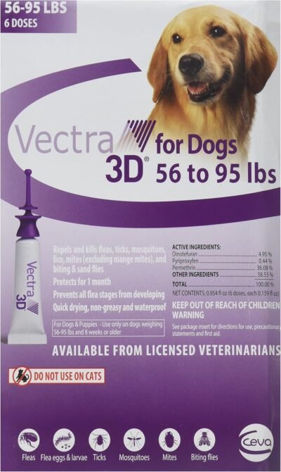 VECTRA 3D Purple for Dogs 56-95 Lbs - 6 Doses