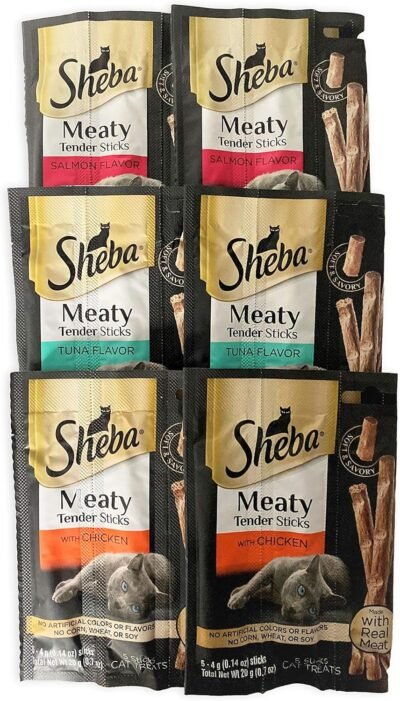 Sheba Meaty Tender Sticks Chicken Salmon and Tuna Cat Treats Two of
