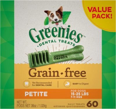 GREENIES Grain Free Natural Dental Dog Treats - Petite 15-25 lb dogs